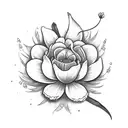 cosmo, marigold, carnation, snowdrop flower tattoo design idea