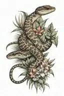 western diamondback rattlesnake and eastern diamondback rattlesnake wrapped around bird of paradise tattoo design idea