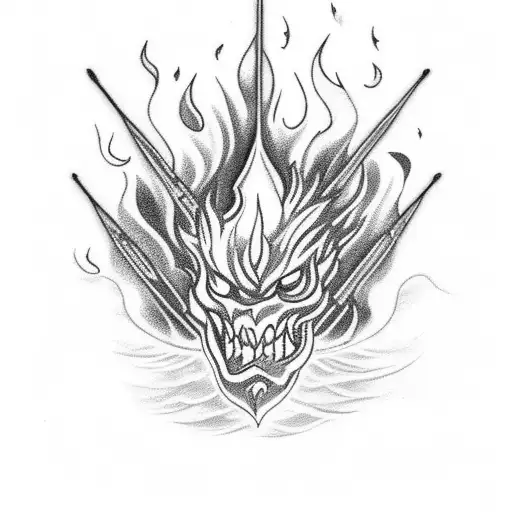 boat with flames  tattoo design idea