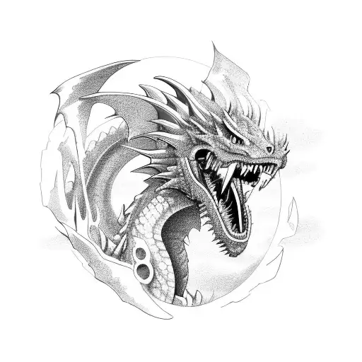 A fierce dragon battling a mechanical car in a futuristic cityscape tattoo design idea