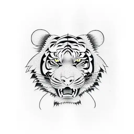 japanese warrior & tiger arm to chest tattoo design idea