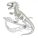 surfing dinosaur skeleton tattoo design idea