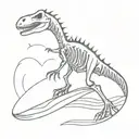 surfing dinosaur skeleton tattoo design idea