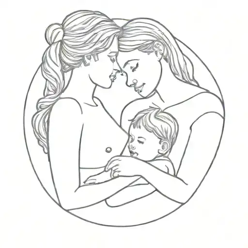 outline tattoo of mom and daughter tattoo tattoo design idea