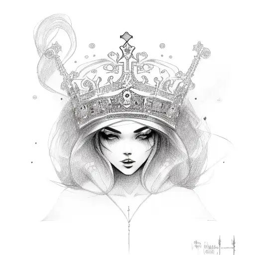 crown girl tattoo design idea