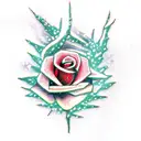 red rose green snow tattoo design idea