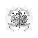 Maple Leaf with mountains on the inside and hockey sticks behind it tattoo design idea