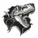 t-rex skull and two snakes tattoo design idea