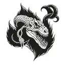 t-rex skull and two snakes tattoo design idea