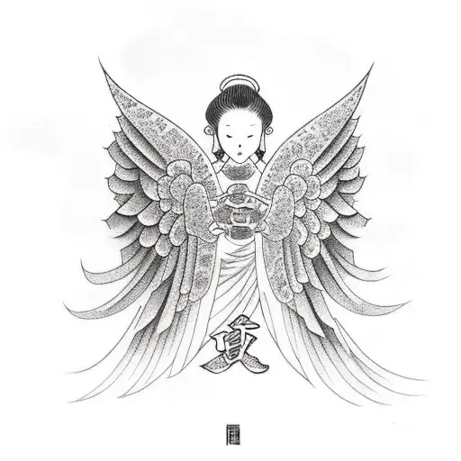 angel take chocolate tattoo design idea