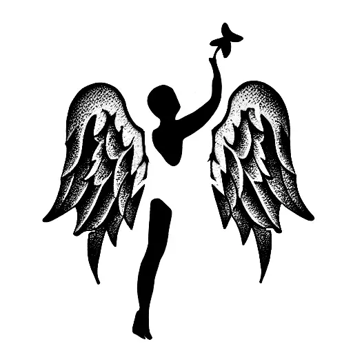 angel with chocolate tattoo design idea