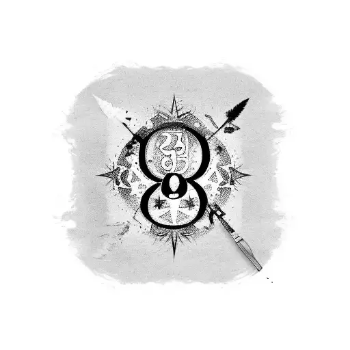 tattoo of an artist's palette with the numbers 8, 22, and 33 incorporated into the paintbrushes tattoo design idea