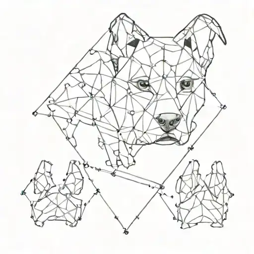 A geometric design incorporating paw prints and bones to represent a love for dogs tattoo design idea