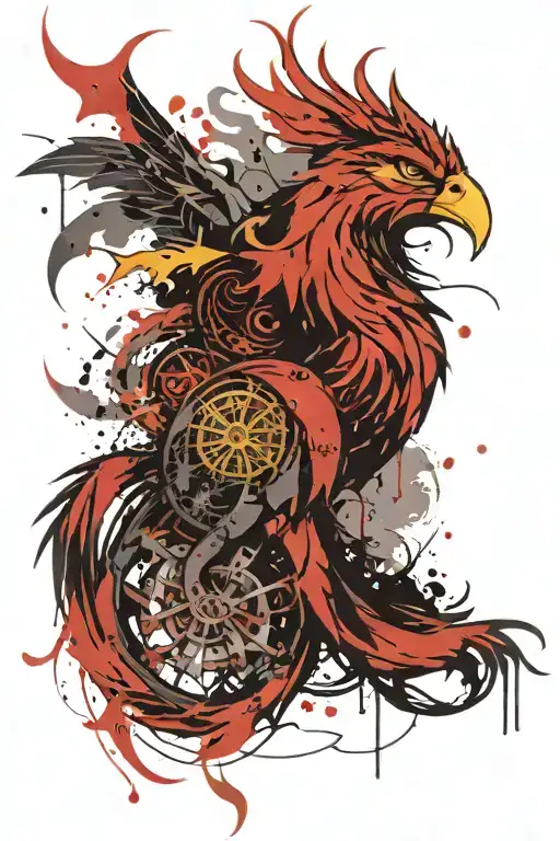 viking, phoenix, romanian flag, tattoo design idea