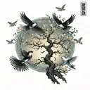 tree of life birds flying away tattoo design idea