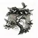 tree of life birds flying away tattoo design idea