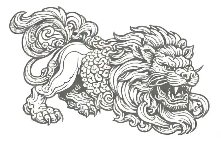 Chinese lion head  tattoo design idea