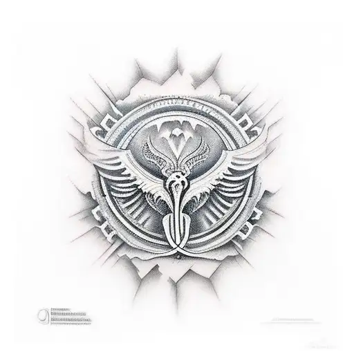 ave fenix  sobre un pilar tattoo design idea