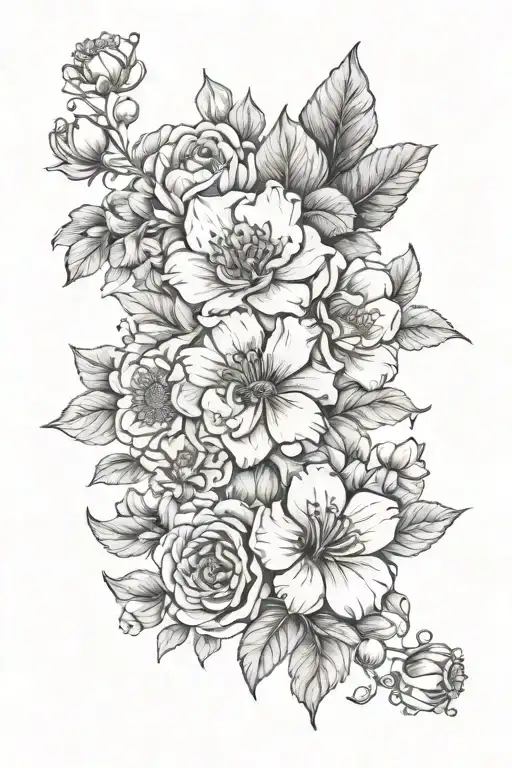 birth flowers: September, march, December and march tattoo design idea
