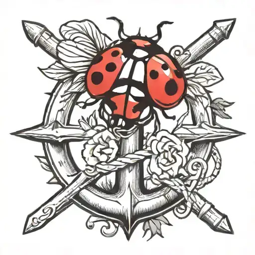 lady bug on an anchor design tattoo design idea