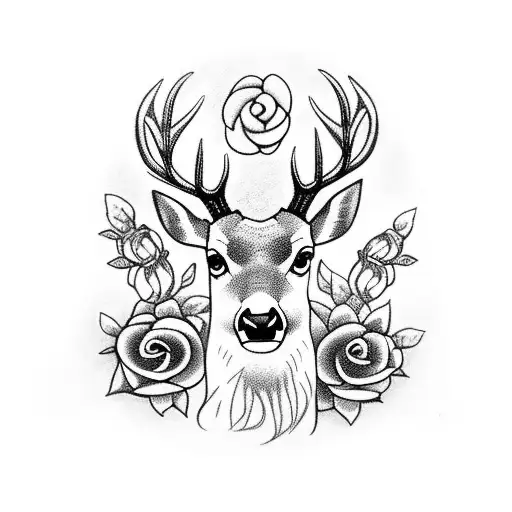 Celtic Deer with roses tattoo design idea