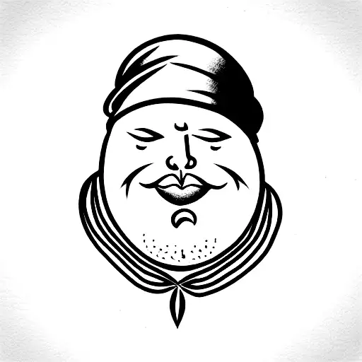 fat man with turban tattoo design idea