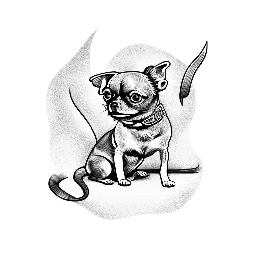 Chihuahua fight with death  tattoo design idea