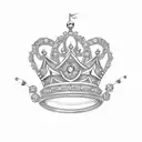 mudic notes, diamonds, king crown, "How I'd love to dance with my Father again" tattoo design idea