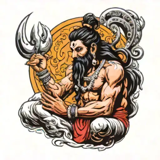 king Raavanan praying to lord shiva at the background  tattoo design idea