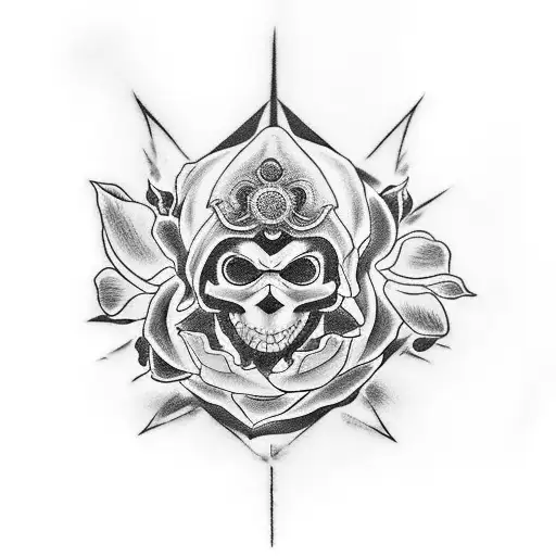 illuminate with the sharingan eye from the anime narutor with some roses an angel of death skull and medusa tattoo design idea