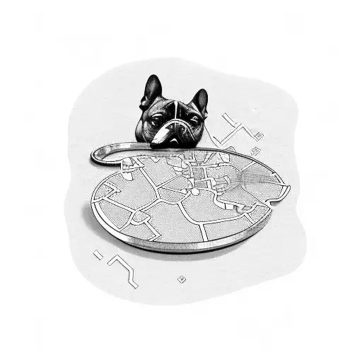 map, gym, food, dog, woman, relax tattoo design idea