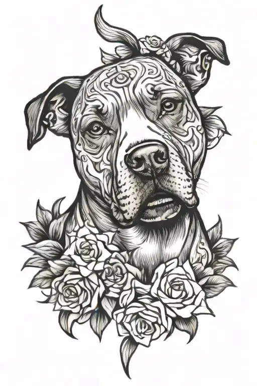 pitbull black grey style tattoo design idea