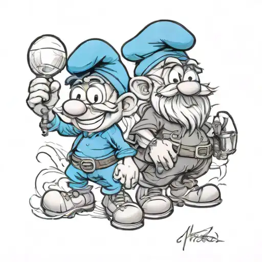 papa Smurf and grandpa tattoo design idea