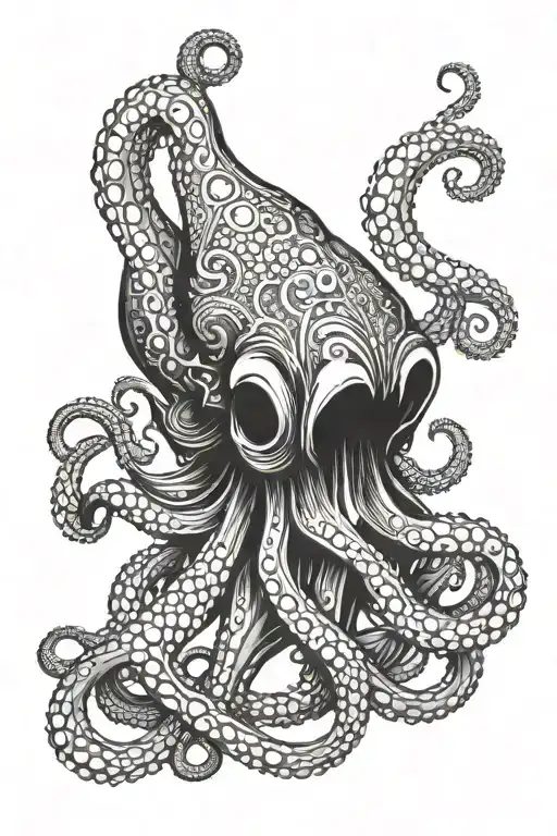 tattoo of a mystical octopus in a hood without a face tattoo design idea
