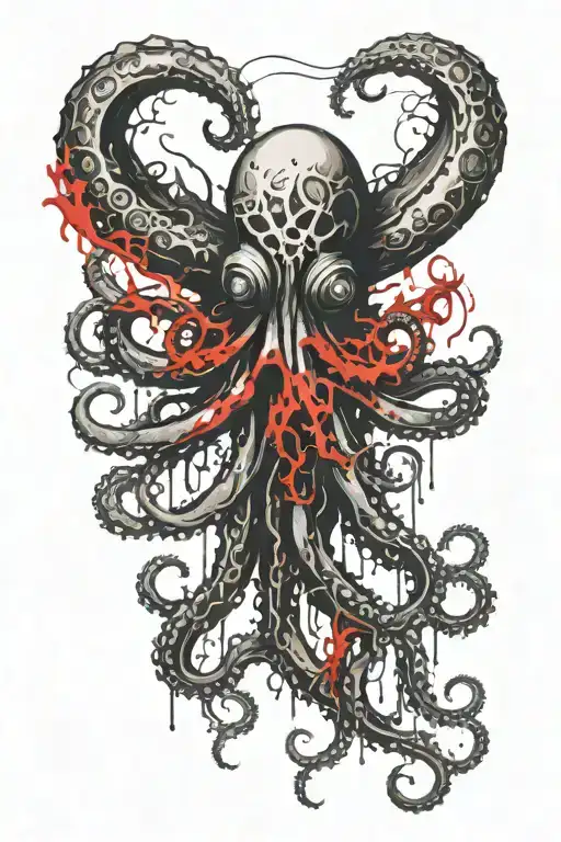 tattoo of a mystical octopus in a hood without a face tattoo design idea