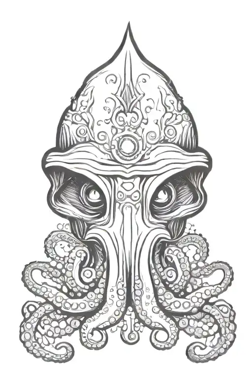 tattoo of a mystical octopus in a hood without a face tattoo design idea