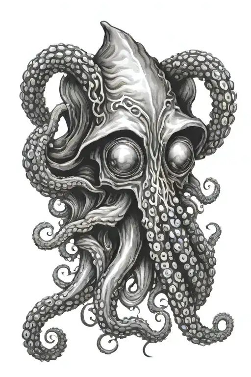 tattoo of a mystical octopus in a hood without a face tattoo design idea
