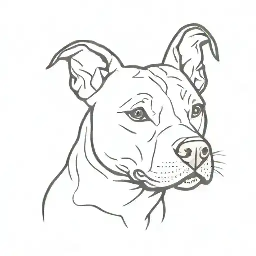 pit bull with clipped ears outline tattoo design idea