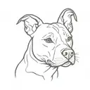pit bull with clipped ears outline tattoo design idea