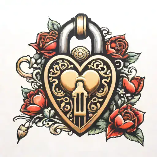 John heart shaped lock tattoo design idea