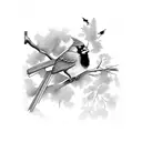 cardinal perched on a tree branch tattoo design idea