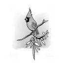 cardinal perched on a tree branch tattoo design idea