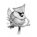 cardinal perched on a tree branch tattoo design idea