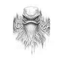 swamp monster emerging from the reeds tattoo design idea