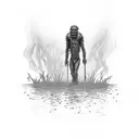 swamp monster emerging from the reeds tattoo design idea