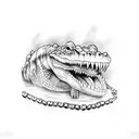 giant alligator swimming through chains tattoo design idea