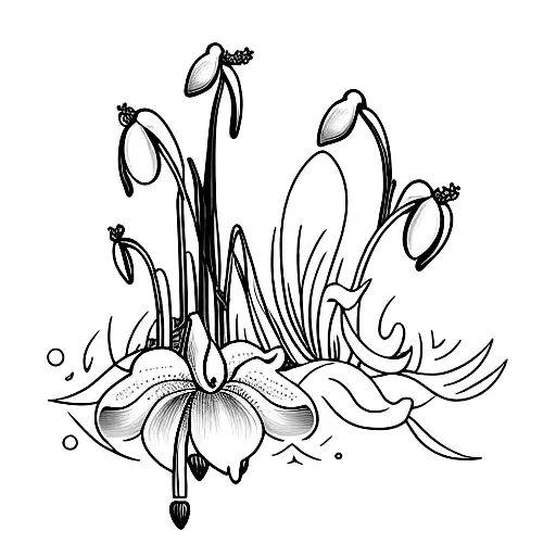 snowdrop and morning glory flower tattoo design idea