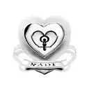 A heart-shaped lock and key with intertwined initials of you and your husband tattoo design idea