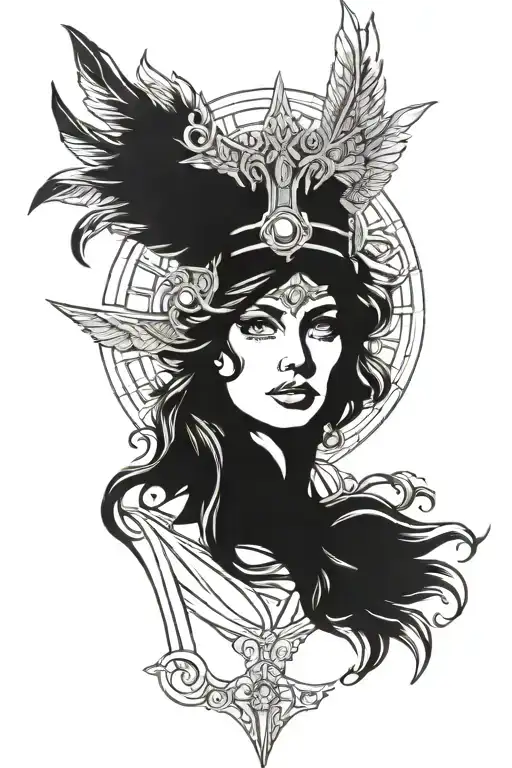 Athena goddess tattoo design idea