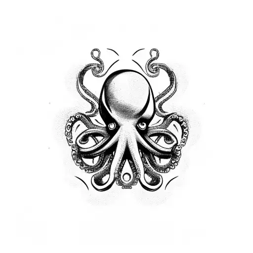 ship with anchor chain and octopus climbing up chain tattoo design idea